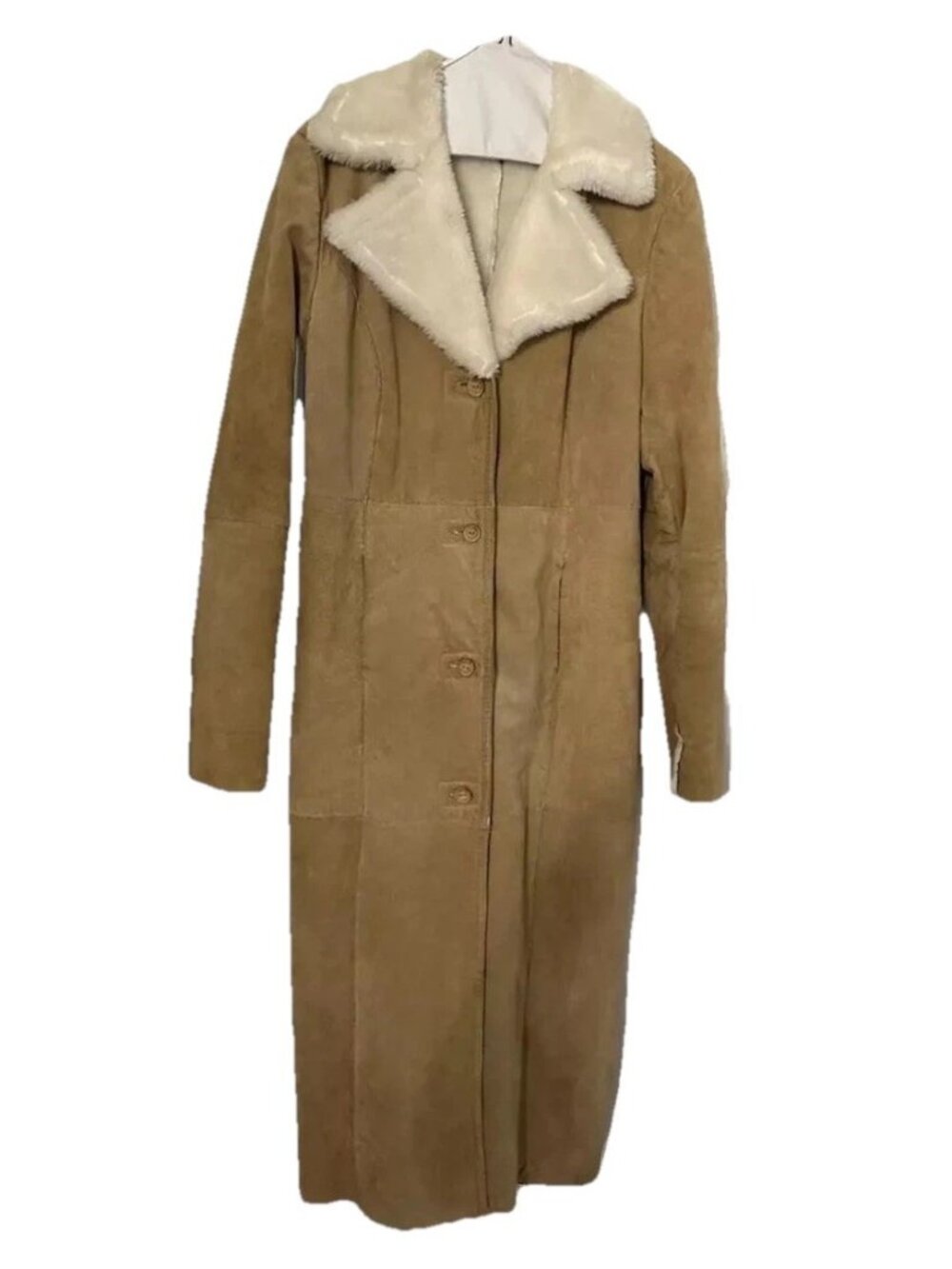 VTG Y2k Penny Lane Brown Leather Afghan Shearling Long Coat Hippie Boho Chic  6